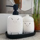 Ver imagem 2 de Jogo de Banheiro Porcelana Lavabo Dispenser Líquido Bandeja