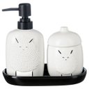 Ver imagem 1 de Jogo de Banheiro Porcelana Lavabo Dispenser Líquido Bandeja