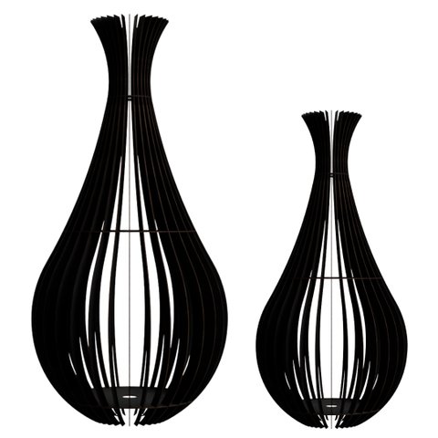Abajur Grande de Chão GOTAS DE ORVALHO MDF Luminária -:Preto/Kit com 2 - 90x40cm e 75x40cm