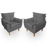 Kit 2 Poltrona Opala Premium para Sala e Quarto Suede Cinza - 1