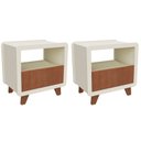 Ver imagem 1 de Conjunto 2 Mesas de Cabeceira 55cm com Gaveta e Nicho 100% MDF Padrão Planejados Mabel Off White