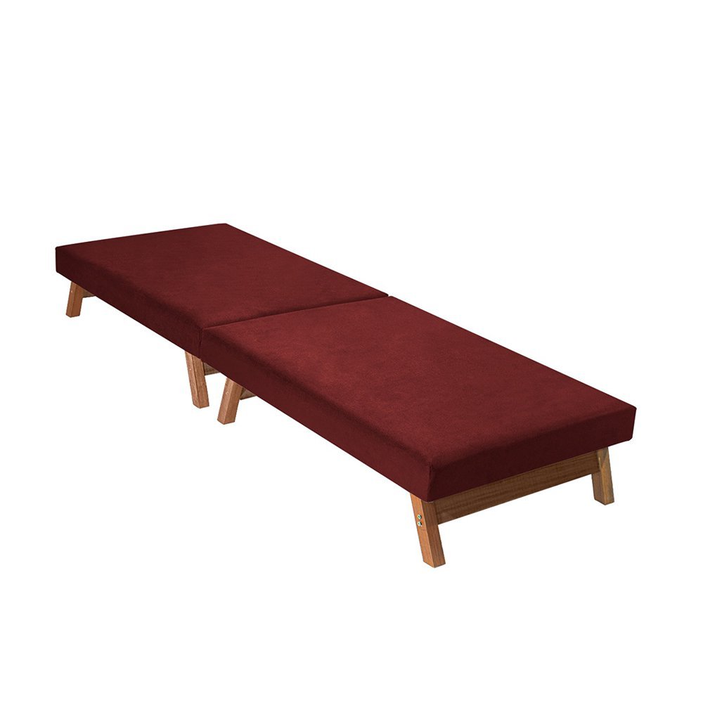 Cama Dobrável Pés de Madeira Maciça 1,70 X 0,60 Vermelho - 2