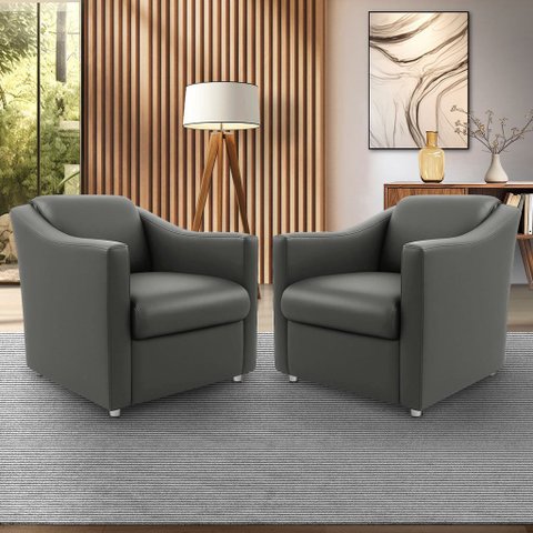 Kit 02 Poltronas Clínica Milla Decorativa Courino 04 Cores - Cinza