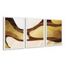Quadro 90x180cm Decorativo Abstrato Dourado Mistoa Moldura Branca Sem Vidro - Oppen House - 1