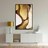 Quadro 60x40cm Decorativo Abstrato Dourado Urto Moldura Preta Com Vidro - Oppen House - 2