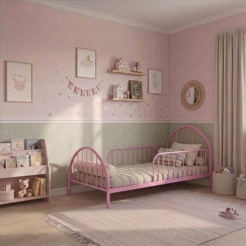 Cama Montessoriana Infantil em Ferro - Mini Hope:Rosa Bebe
