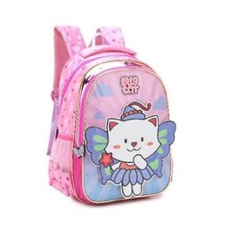 Mochila Escolar Infantil Gatinho Rosa/lilás Denlex Dl0347 - Rosa - 1