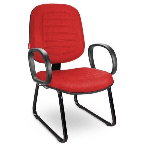 Cadeira Fixa Diretor Vermelha Tecido Home Office Prd05S - 1