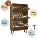 Ver imagem 7 de Sapateira 3 Portas Basculantes Curve Carvalho Xingu 130x76x24 Cm Completa Móveis