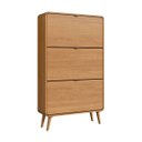 Ver imagem 1 de Sapateira 3 Portas Basculantes Curve Carvalho Xingu 130x76x24 Cm Completa Móveis