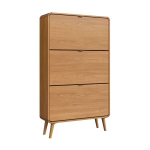 Sapateira 3 Portas Basculantes Curve Carvalho Xingu 130x76x24 Cm Completa Móveis