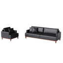 Ver imagem 1 de Sofá 3 Lugares Living Fixo Doha 2,30m em Couro:preto