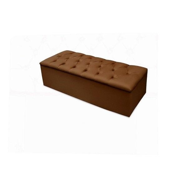 Recamier Calçadeira Baú Casal 1,40 Suede Marrom - 2