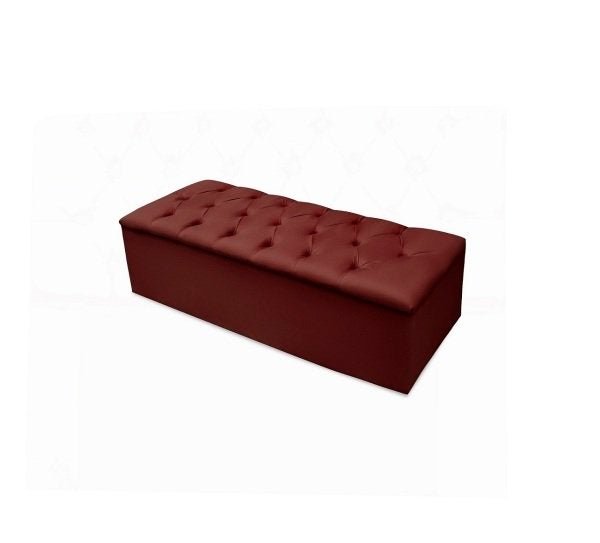 Recamier Calçadeira Baú Casal 1,40 Suede Bordo - 2