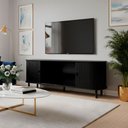 Ver imagem 1 de Rack Tv até 65” Curvo Ripado 2 Portas Ditália R-636 Cor:preto