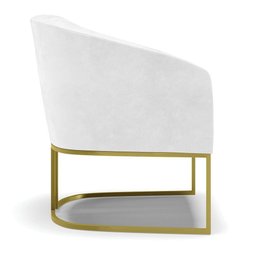 Kit 02 Poltronas Corano Branco Base Industrial Dourada - 6