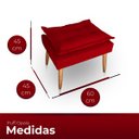 Ver imagem 4 de Puff para Sala e Quarto Madeira Decorativo Opala Suede Vermelho