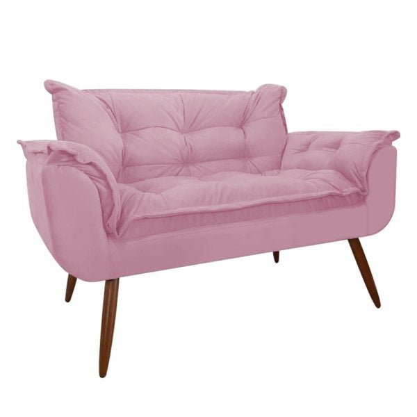 Conjunto 2 Poltronas Opala e 1 Namoradeira Pés Palito Suede Rose Modek - 2