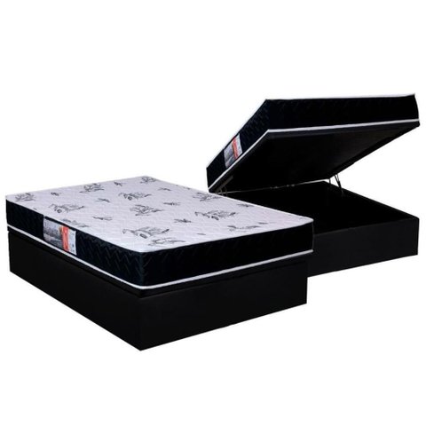 Conjunto Box Baú Casal: Colchão Espuma Orthoflex D28 Nápoles + Base Crc Courano Black (138x188)