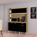 Ver imagem 1 de Cozinha Ambiente Kit Duda 140 Cm Damasco Preto – Poquema