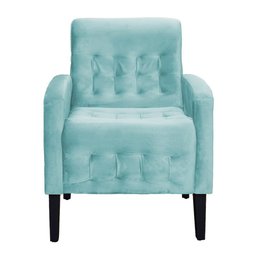 Poltrona Decorativa Luiza Para Sala de Tv Veludo Azul Turquesa - 2