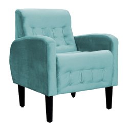 Poltrona Decorativa Luiza Para Sala de Tv Veludo Azul Turquesa - 1