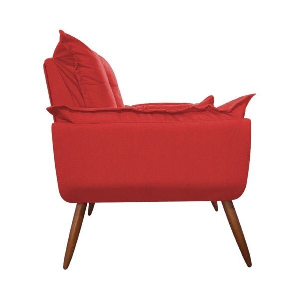 Poltrona Decorativa Opala Pés Palito Suede Vermelho Modek - 3