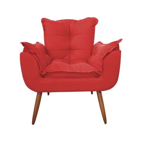 Poltrona Decorativa Opala Pés Palito Suede Vermelho Modek - 2