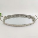 Ver imagem 2 de Bandeja Prata Rafi 10x54x23cm Ferro Com Espelho Retangular