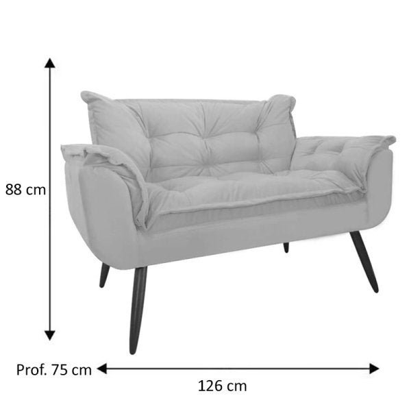 Conjunto 2 Poltronas Opala e 1 Namoradeira Pés Palito Suede Bordô Modek - 3