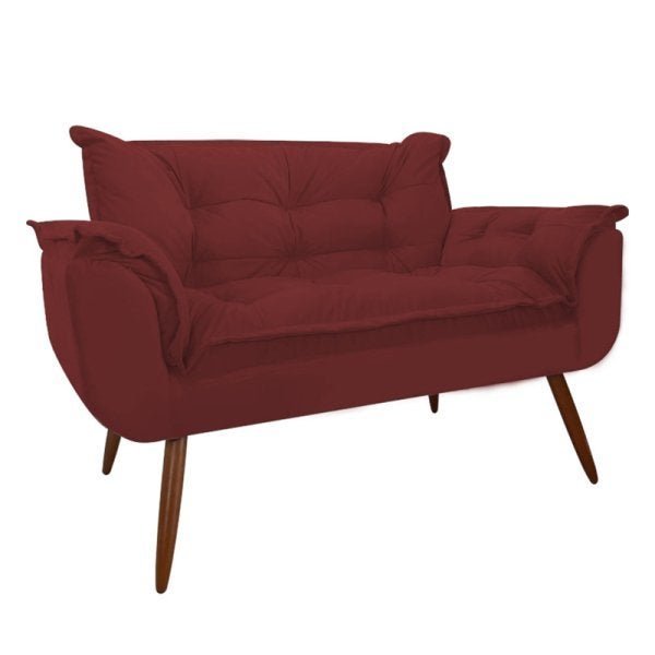 Conjunto 2 Poltronas Opala e 1 Namoradeira Pés Palito Suede Bordô Modek - 2