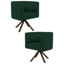 Ver imagem 1 de Kit 2 Poltronas Base Madeira Betina B-303 Veludo Verde Musgo