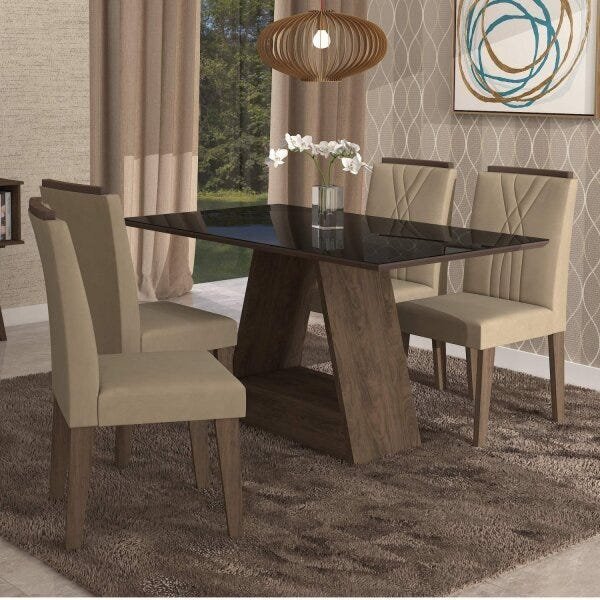Conjunto Sala de Jantar Mesa Alana 4 Cadeiras Nicole Cimol