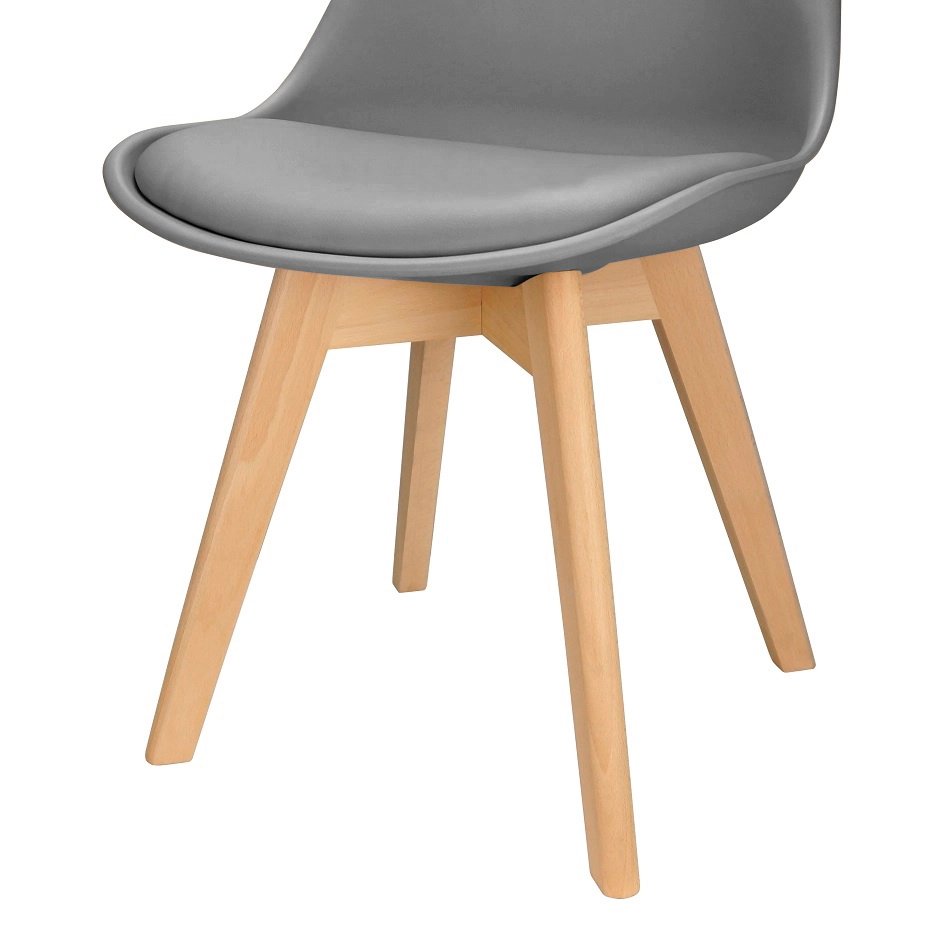 Cadeira Charles Eames Leda Design Wood Estofada Base Madeira Cinza - 4