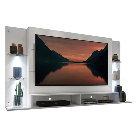 Painel Com Suporte Tv 60" E 4 Leds Vegas Multimóveis V3678 Branco Branco