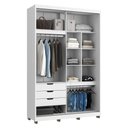 Ver imagem 3 de Guarda-Roupa Solteiro com Espelho 100% MDF 2 Portas Correr 3 Gavetas Multimóveis CR35399 Branco