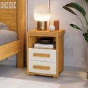 Ver imagem 3 de Mesa de Cabeceira 2 Gavetas Lóquio 100% Mdf - Casa Chick Cinamomo/off White