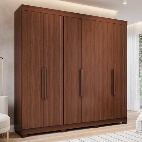 Guarda-Roupa Casal 6 Portas com Pés 234cm 100% MDF Boston Espresso Móveis Marrom/Jequitiba