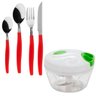 Kit Mini Processador Manual 3 Laminas + Jogo De Talher 24Pçs - 1
