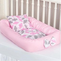 Kit Ninho Para Bebês Redutor De Berço Chuva De Amor Rosa - 1