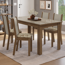 Ver imagem 1 de Conjunto Sala de Jantar Magnólia Mesa Tampo de Vidro 4 Cadeiras Rustic/Crema/Lírio Bege Madesa