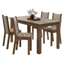 Ver imagem 3 de Conjunto Sala de Jantar Magnólia Mesa Tampo de Vidro 4 Cadeiras Rustic/Crema/Lírio Bege Madesa