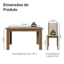 Ver imagem 4 de Conjunto Sala de Jantar Magnólia Mesa Tampo de Vidro 4 Cadeiras Rustic/Crema/Lírio Bege Madesa