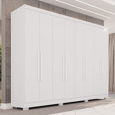 Guarda-Roupa Casal 8 Portas 4 Gavetas com Pés França Espresso Móveis Branco