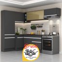Ver imagem 1 de Cozinha Completa de Canto Veneza Mp2087 Multimóveis Preto/branco + Brinde Jogo de Panelas Tramontina
