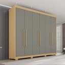 Ver imagem 1 de Guarda Roupa Casal com Pés 6 Portas 6 Gavetas 100% MDF Itália Plus Cinza/Jequitibá/Granizo