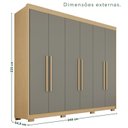 Ver imagem 4 de Guarda Roupa Casal com Pés 6 Portas 6 Gavetas 100% MDF Itália Plus Cinza/Jequitibá/Granizo