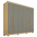 Ver imagem 3 de Guarda Roupa Casal com Pés 6 Portas 6 Gavetas 100% MDF Itália Plus Cinza/Jequitibá/Granizo