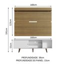 Ver imagem 3 de Rack Madesa Dubai e Painel para TV até 65 Polegadas com Pés Branco/Rustic 095Z Cor:Branco/Rustic