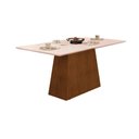 Ver imagem 1 de Mesa P/ Cozinha Dulce C/ Tampo Madeirado Vidro Reto 180x90cm Freijó/off White - Dj Móveis